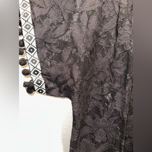 NIGHTCAP Free People *Sun Kissed* black lace kaftan tassel coverup dress XS - Picture 9 of 12